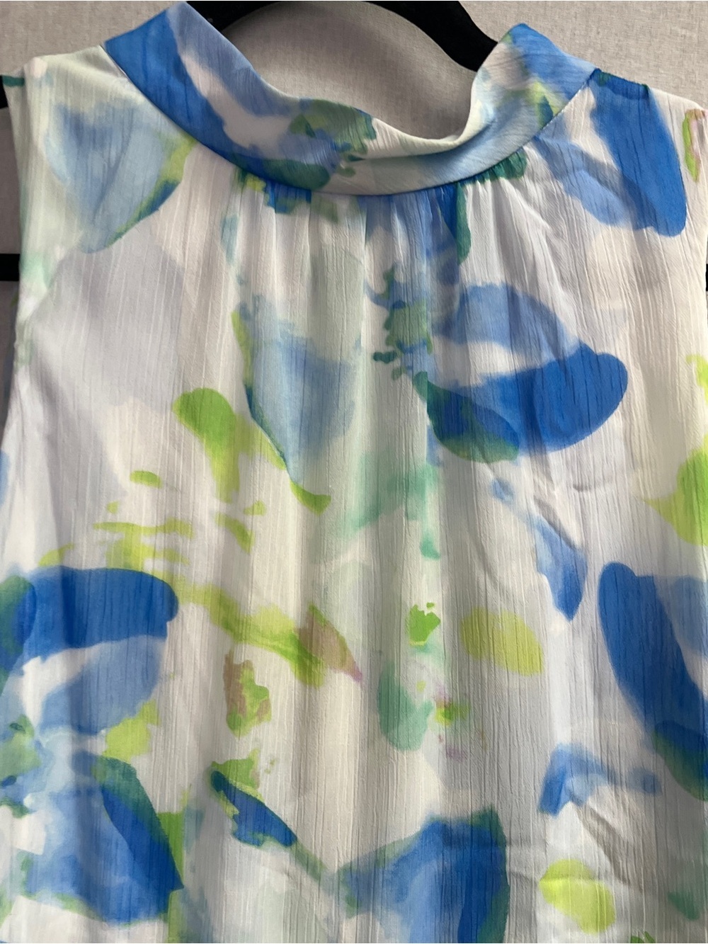 DKNY Watercolor Floral Sleeveless Dress High Neck Blue Green White Size 2 - Picture 8 of 8